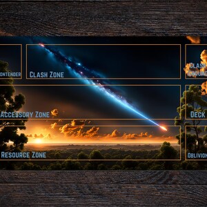 Instant download Alpha Clash TCG speelmat ontwerp - Doomsday Meteor (met en zonder zones)