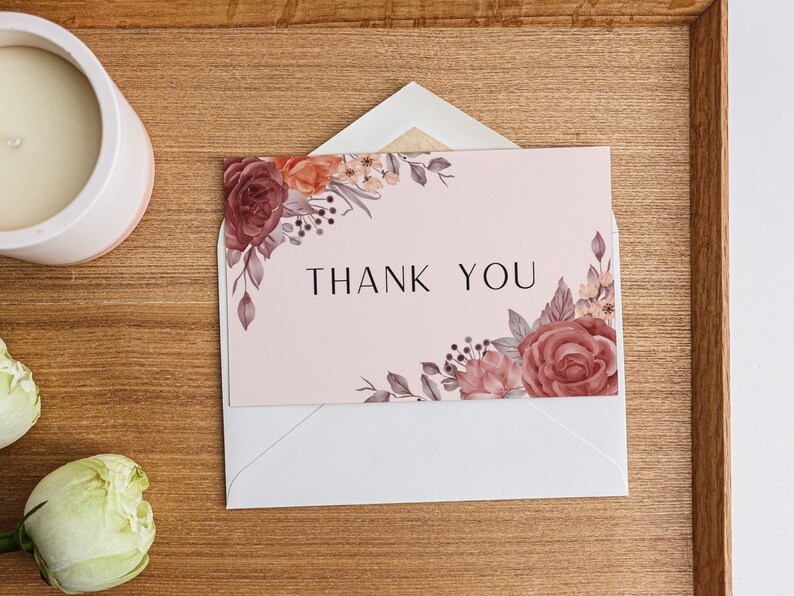 Blank Printable Floral Thank You Card - Etsy