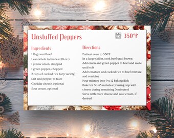 Editable Christmas Recipe Card Template: Double-Sided (Digital Download)