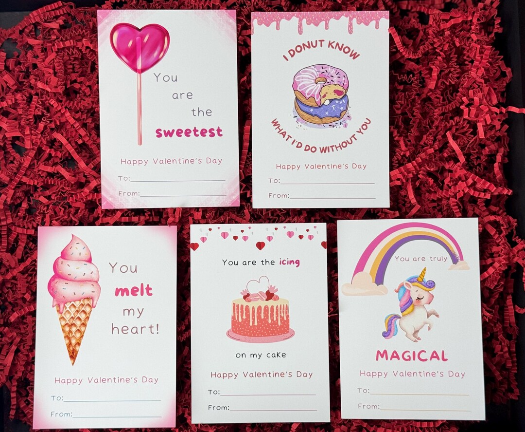 Assorted Kids Valentine’s Day Cards, Girls Valentines Day Cards ...