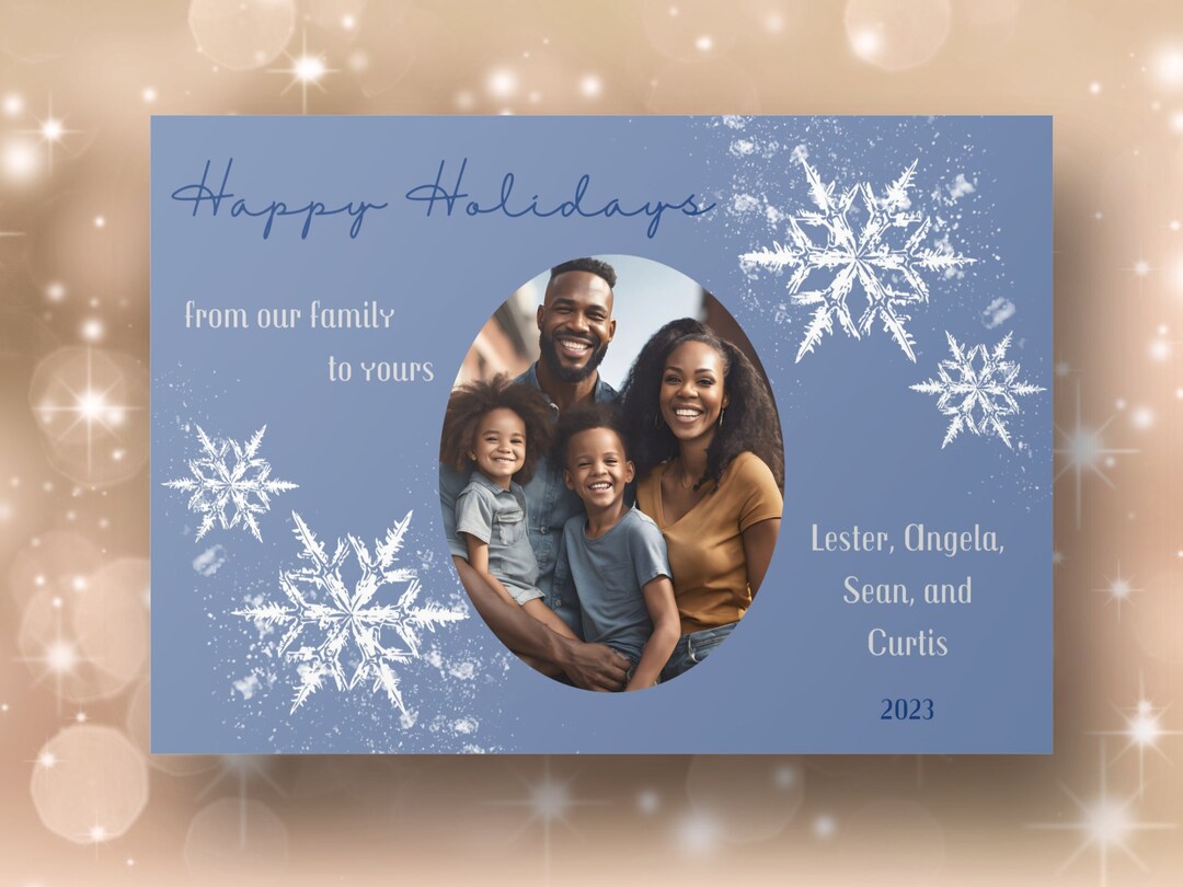 Editable Holiday Card Template Winter Snowflakes Christmas - Etsy