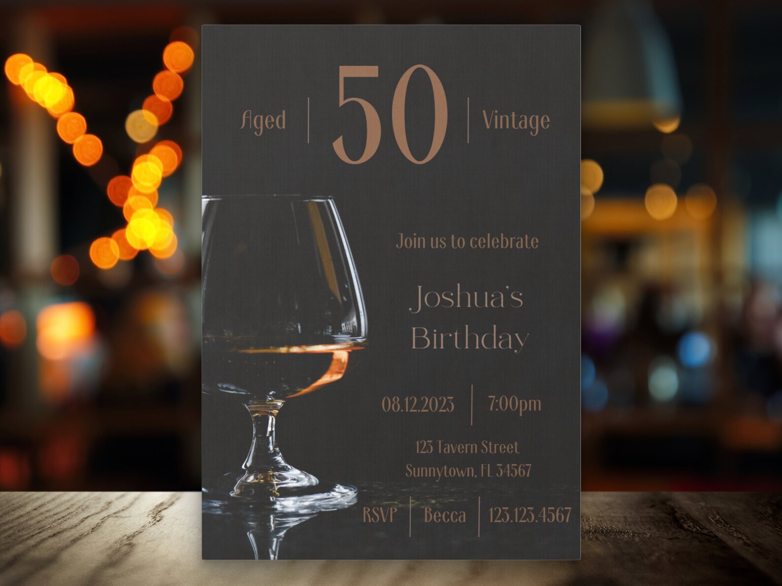 Editable Men's Birthday Invitation Template, Whiskey Birthday Invitation, Men's 50th Birthday Etsy