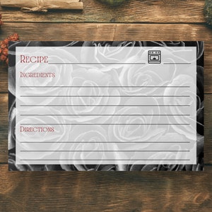 Blank Printable Recipe Card, Gothic Recipe Card, Digital Recipe Card, Double-Sided Recipe Card