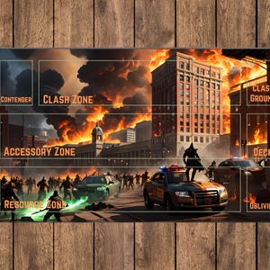 Instant download Alpha Clash TCG Playmat Design - Riot (met en zonder zones)