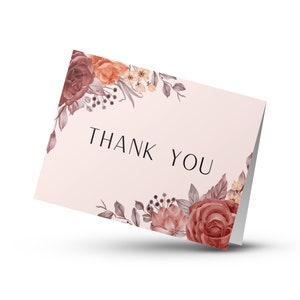 Blank Printable Floral Thank You Card - Etsy