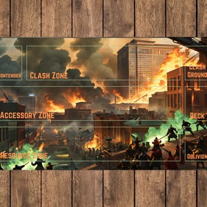 Instant Download Alpha Clash TCG Playmat Design - Under Siege (met en zonder zones)