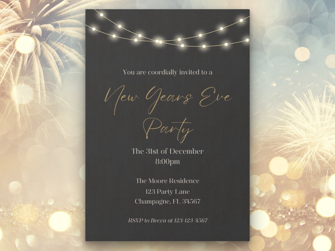 Editable New Years Eve Party Invitation Template - Etsy