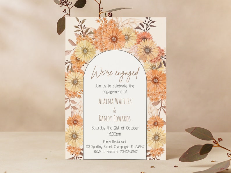 Editable Fall Engagement Party Invitation Template Etsy