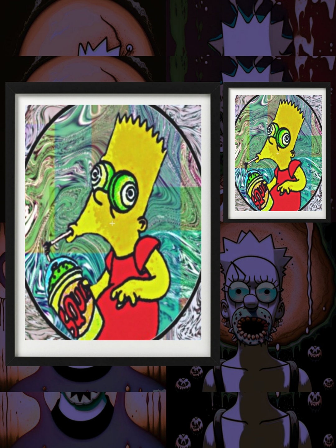 The Simpsons Bart Simpson Psychedelic A4 Glossy Original Print Etsy