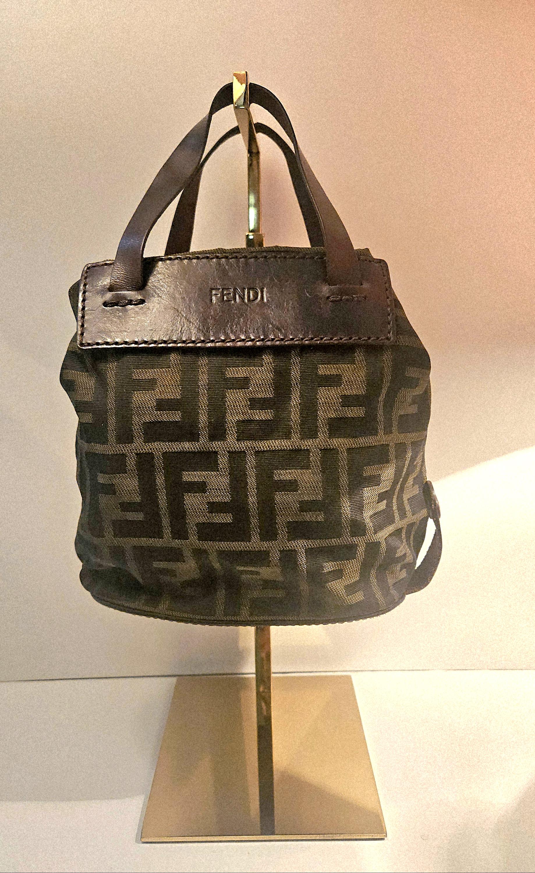 Fendi Zucca Mini Bucket Bag Handbag Tophandle Cloth Leather
