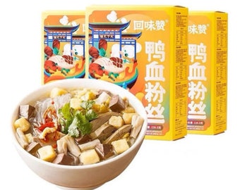 最新日期 回味赞鸭血粉丝汤230g*3或6盒原味 Savory Chinese Duck Blood Noodle Soup 3 or 6 pack FREE US SHIPPING