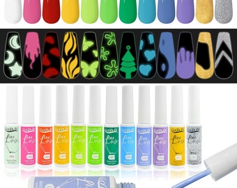 Glow in the Dark Gel Nail Polish 12 Color 8ml Luminous Polish Nail Gel Liner Set