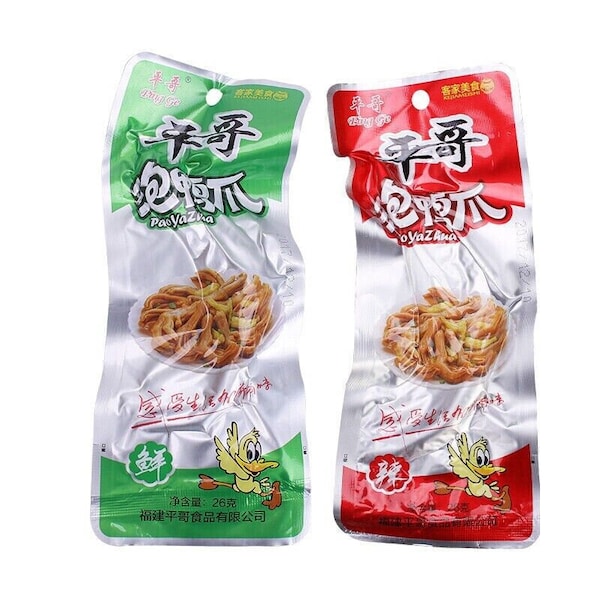 Spicy and original Duck Feet Snack Meat Ping Ge Paoyazhua 平哥泡鸭爪 香辣原味 26g 10-50PC