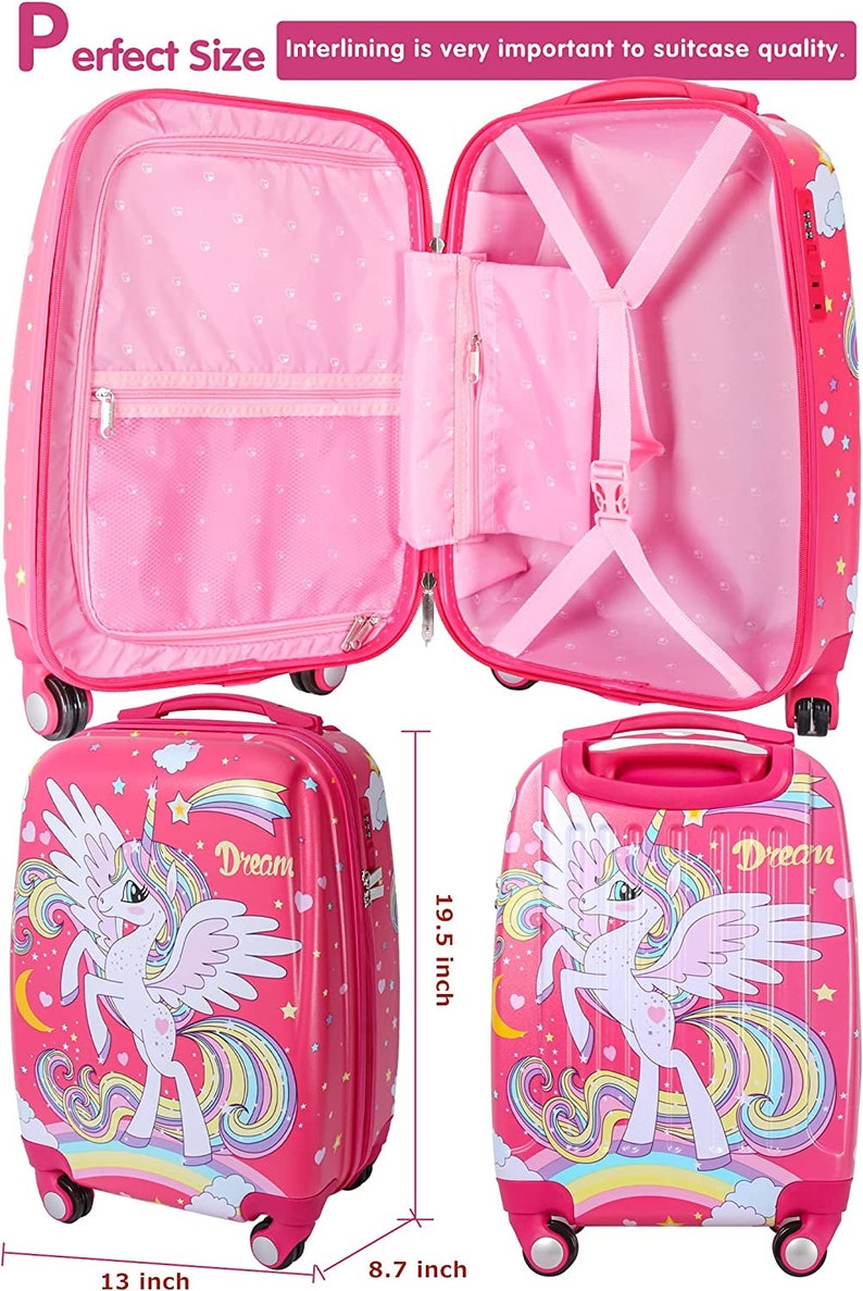 Kids Carry on Luggage Children Rolling Suitcase Hardshell Case for