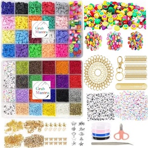 Upgraded 25000 Pieces Glass Beads Clay Beads Chain Bead Making Kit