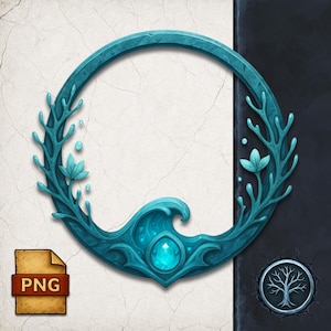 Fantasy RPG Token Border: Tideborn Frame, DnD Character Portrait (PNG Downloadable Files)