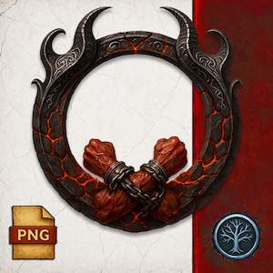 Hellborn Token Border Demon Fiend Frame for D&D Character Portraits used for VTTs like Roll20, Foundry Fantasy Grounds RPG Clip Art Png