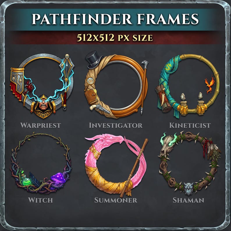 Pathfinder Class Token Border Bundle: Dnd Character Portraits, VTT RPG ...