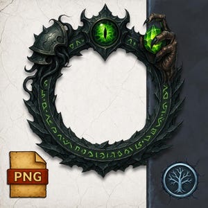 Warlock Token Border: Demonic Frame for D&D Character Portraits (PNG)