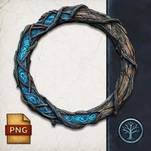 Bordure de jeton runes bleues – Cadre RPG fantastique pour portraits de personnages | Compatible avec DnD 5E, Pathfinder, Roll20, Foundry VTT de table