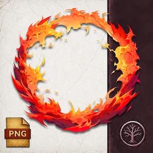 Burning Flames Token Border: DnD Character Portraits (PNG Files, Digital Download)
