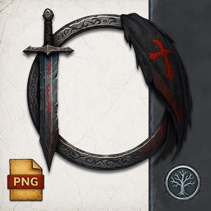 Dark Paladin Token Border: RPG Character Portrait Frame (PNG Files, Digital Download)