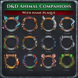 Animal Companion Token Borders: Für DnD, Pathfinder und Fantasy Portraits (PNG Dateien)