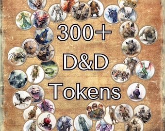 D&D Token Pack with over 300 High Quality Images for Dungeons and Dragons Game Masters | Printable PDF for all tokens | Water Color Style