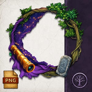 Druid Circle of Stars Token Border: DnD Character Portraits (PNG)