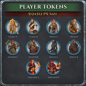 ダンジョンズ＆ドラゴンズ VTT のプレイヤートークン (PNG ファイル)