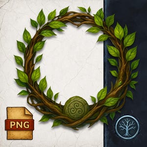 Runenholz Token-Bordüre – Fantasy-Rollenspiel-Rahmen für Charakterportraits | Kompatibel mit DnD 5E, Pathfinder, Roll20, gießerei VTT Tabletop