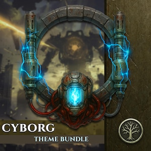 Cyborg Token Border - Bundle - Dark Sci-Fi Gore RPG Rahmen für Charakterportraits | Kompatibel mit DnD 5E, Pathfinder, Roll20, gießerei VTT