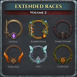 DnD Race Token Borders: Character Portrait Frames for VTT RPG (PNG Files)