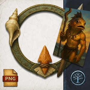 Fantasy RPG Character Portrait Frame: Fishfolk Border (PNG Digital Download)