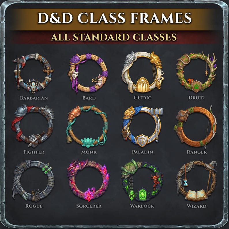 Fantasy RPG Class Token Borders: Dnd, Pathfinder, Roll20 (PNG Files) - Etsy