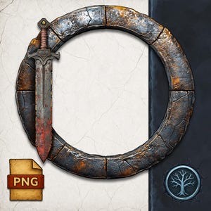Rusty Sword Token Border – Fantasy RPG Frame for Character Portraits | Compatible with DnD 5E, Pathfinder, Roll20, Foundry VTT Tabletop
