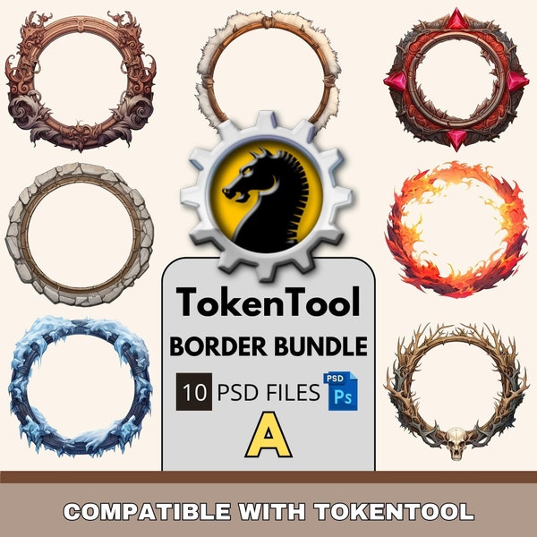 Ensemble de bordure TokenTool pour donjons et dragons de table conçu pour TokenTool | Le guide de l'utilisateur est inclus dans le pack