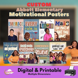 Custom Boho Abbott Elementary Inspired Classroom Motivational Posters (7+1 pack) (DIGITAL and PRINTABLE)