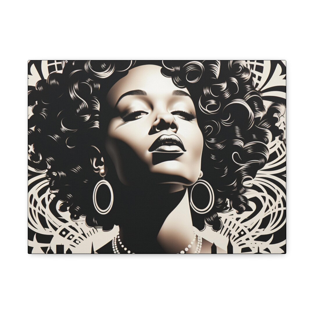 Black Woman Art, Black and White Art, African Art, Wall Art, Canvas