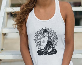 Buddha Mandala Racerback Tank Top: Women's Yoga Shirt