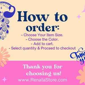 May include: How to order: Choose your item size, choose the color, add to cart, select quantity and proceed to checkout. Thank you for choosing us! www.RenataStore.com
