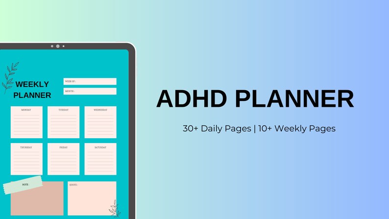 ADHD Digital Planner, ADHD Planner, Adhd Planner Adult, Undated Digital ...