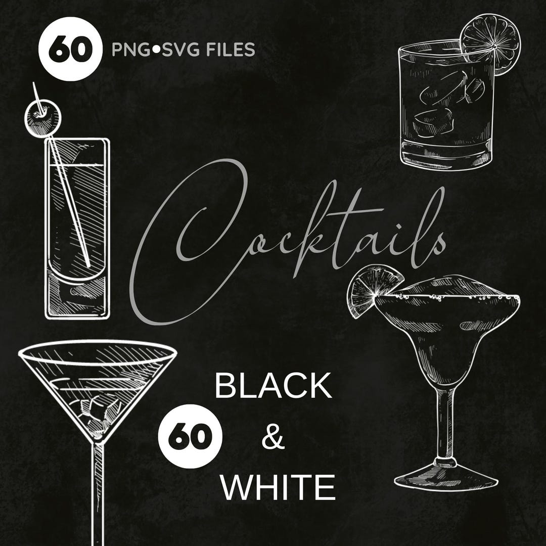 Wedding Drink Menu, Signature Cocktail Clipart, Hand Drawn Cocktails ...