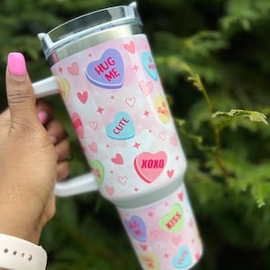 Vaso de 40 oz con forma de corazón de caramelo para San Valentín