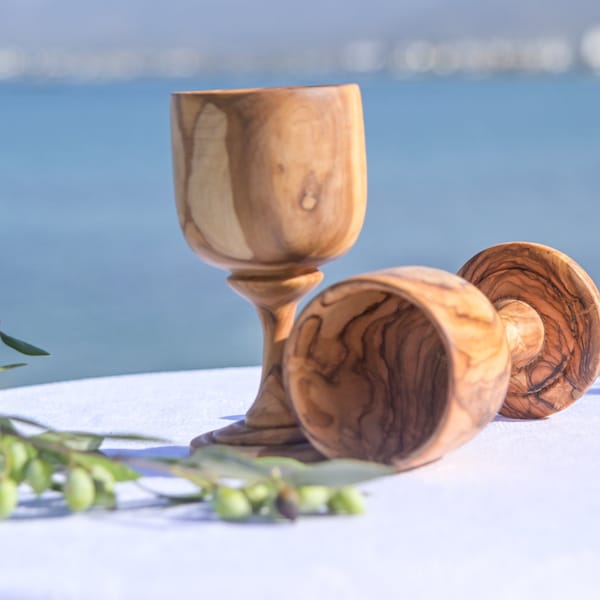 Calice en bois d'olivier, verre à boire en bois, calice en bois, verre à vin en bois d'olivier, gobelet en bois d'olivier, cadeau de pendaison de crémaillère, tasse en bois d'olivier