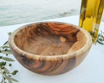 Olive Wood Bowl, Handmade Kitchen Wooden Bowl, Large Wooden Salad Bowl, Organic  Eco-friendly Olivewood Bowl, Kitchen Gift, Welcome Gift