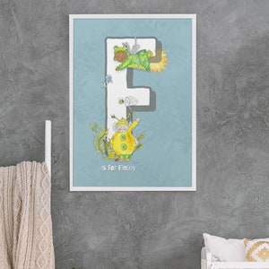 Arte con letras personalizado. Arte mural infantil de hadas. Hada rana