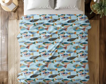 Fishing Blanket for Boys Fisherman Decorative Throw Lake House Gift for Fishing Lovers Aesthetic