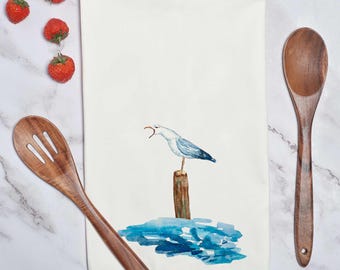 Toalla de cocina de gaviota: decoración náutica de verano, algodón ligero o poliéster