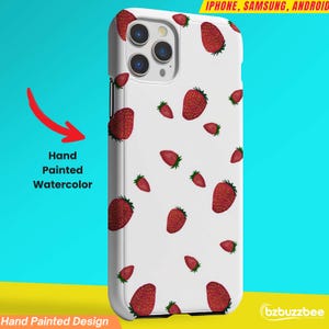 Custodia per telefono con motivo acquerello a fragola: divertente accessorio a forma di frutta - iPhone, Samsung, Android